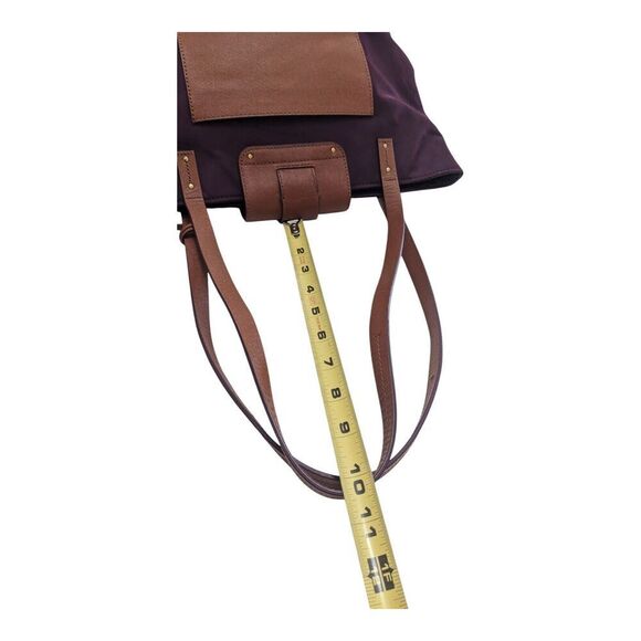 Tory Burch Purple Nylon Brown Leather Trim Double Handle Satchel Shoulder Bag - Picture 9 of 10